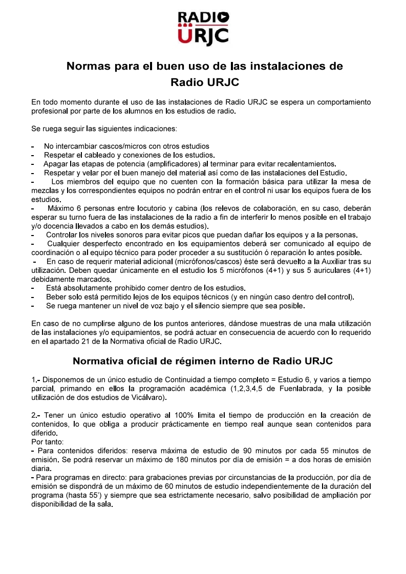 00. NORMATIVA DE RADIO URJC TEMPORADA 2021.pdf page 1