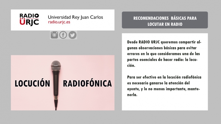 Humilde Sobrio Virus CÓMO LOCUTAR COMO UN PROFESIONAL DE LA RADIO - URJC online | Universidad  Rey Juan Carlos